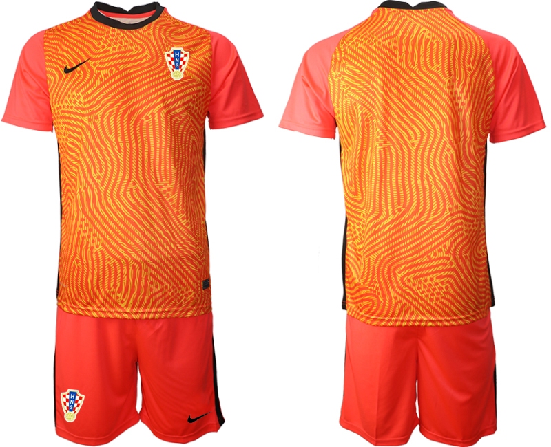Men 2021 European Cup Croatia orange goalkeeper Soccer Jerseys